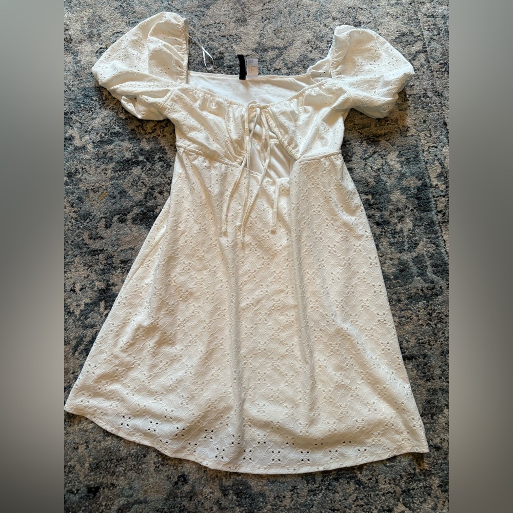Divided Cream Eyelet Dress